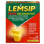 Lemsip Max Cold  Flu Hot Drink with Decongestant Lemon 10 Sachets