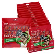 Big League Chew Strawberry Bubblegum Chewing Gum Pouch 60g  12 Pack