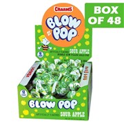 Charms Blow Pop Sour Apple Bubble Gum Filled Lollipop 48 Pack