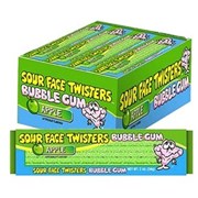 Sour Face Twisters Sour Bubble Gum Apple 56g  12 Pack