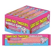 Sour Face Twisters Sour Bubble Gum Strawberry 56g  12 Pack