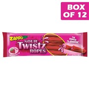 Zappo Sour Twist Ropes Strawberry 50g  12 Pack