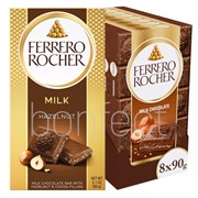 Ferrero Rocher Milk Chocolate Tablet with Hazelnut 90g  8 Pack