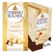 Ferrero Rocher White Chocolate Tablet with Hazelnut 90g  8 Pack
