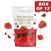Milk Chocolate Covered Dried Strawberry Sticks 100g  12 Pack