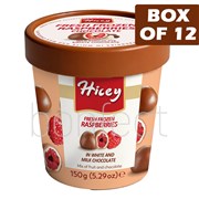 HICEY Frozen Raspberry in White  Milk Chocolate Tub 150g  12 Pack