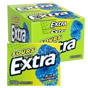 Extra Sours Blue Raspberry Sugar Free Chewing Gum 15 Stick  10 Pack