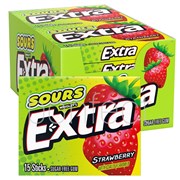 Extra Sours Strawberry Sugar Free Chewing Gum 15 Stick  10 Pack